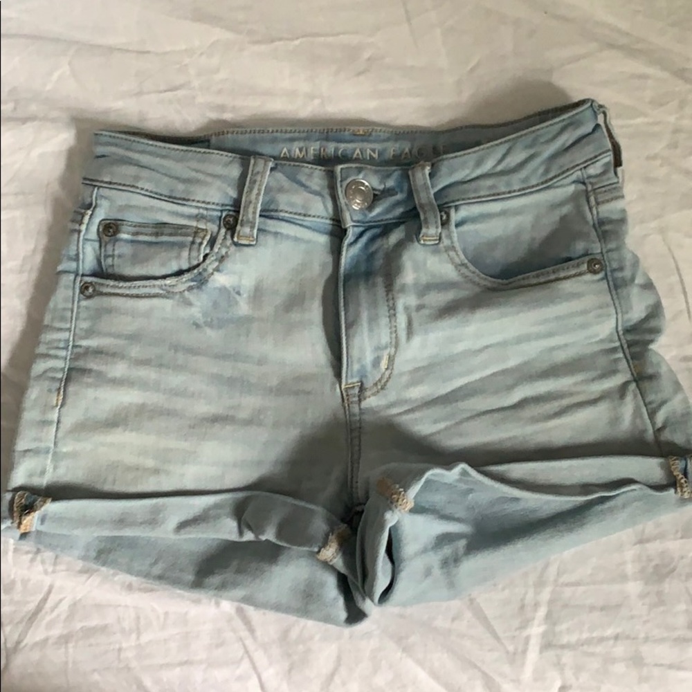 American Eagle High Waisted Light Denim Shorts